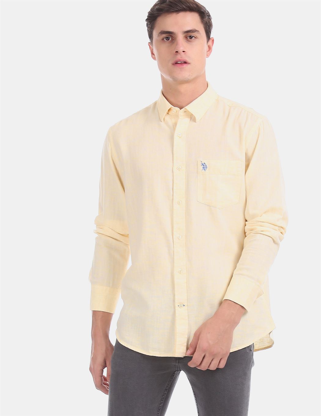 U.S.Polo Assn. Men Casual Wear Yellow Shirt